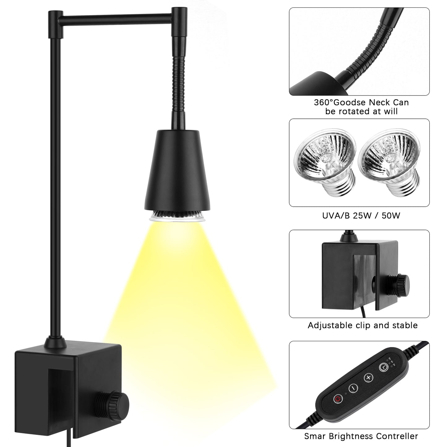 Lampadina termica per UVA/UVB con Clip