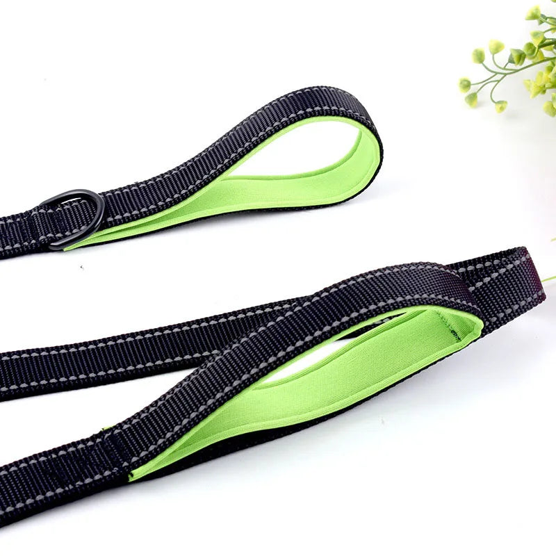 Guinzaglio per cani Dual Handle Hands Free Running guinzaglio ammortizzante elastico estensibile cuciture riflettenti cintura in vita regolabile
