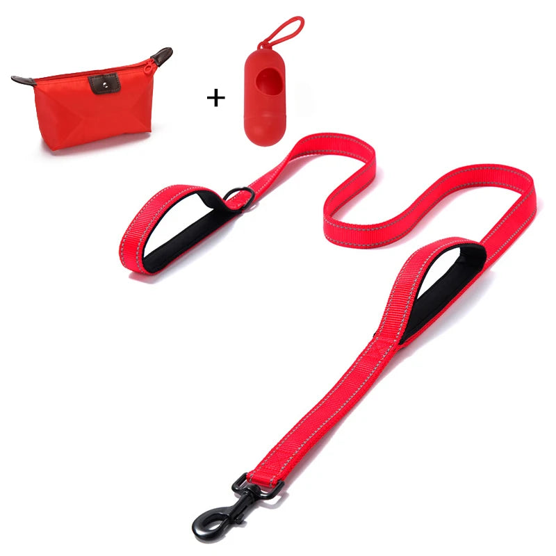 Guinzaglio per cani Dual Handle Hands Free Running guinzaglio ammortizzante elastico estensibile cuciture riflettenti cintura in vita regolabile