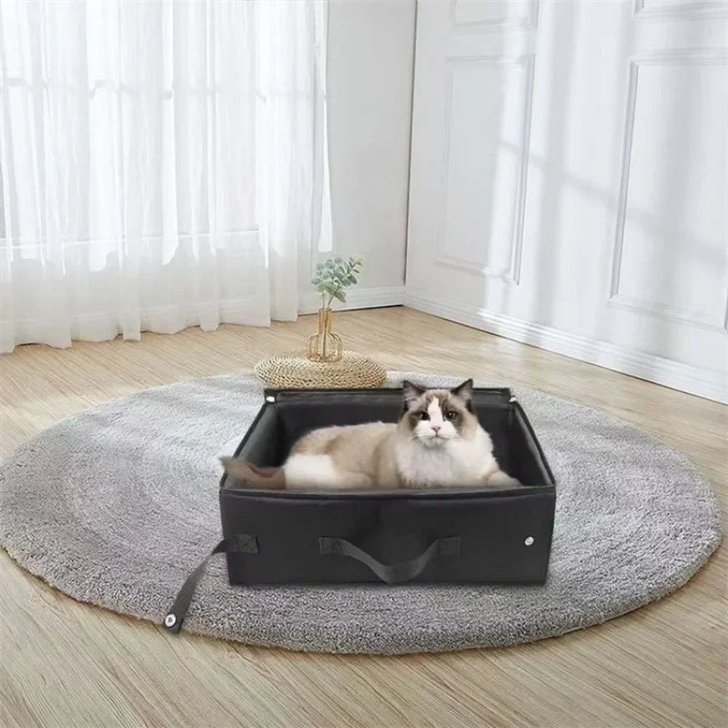 Lettiera per gatti pieghevole con coperchio e cerniera