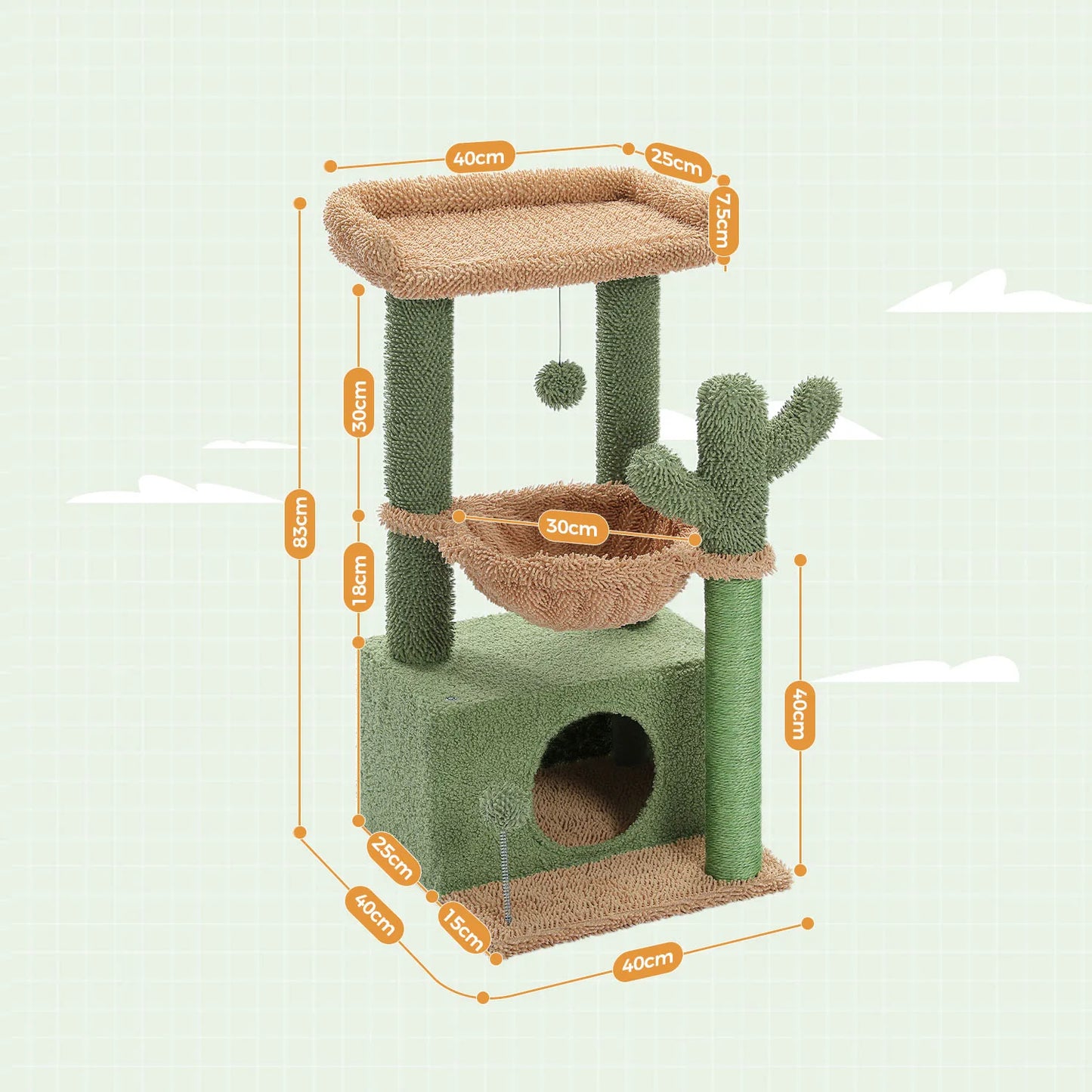 Albero per gatti cactus 4 in 1