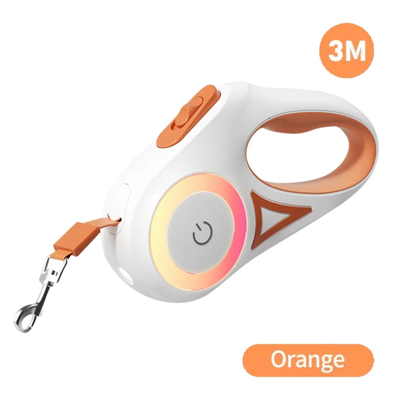ROJECO 5M Guinzaglio automatico per cani Retrattile LED Luminoso Leading Cinghie luminose di moda per cuccioli di cane Pet Flexi Walking Running Piombo