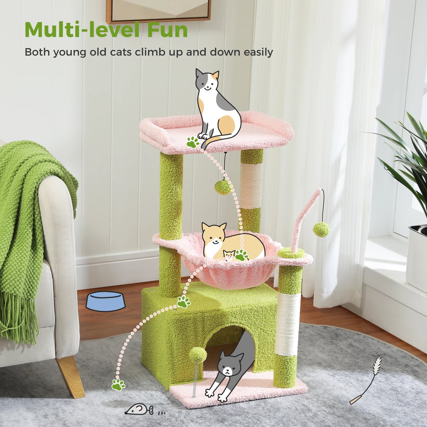 Albero per gatti cactus 4 in 1