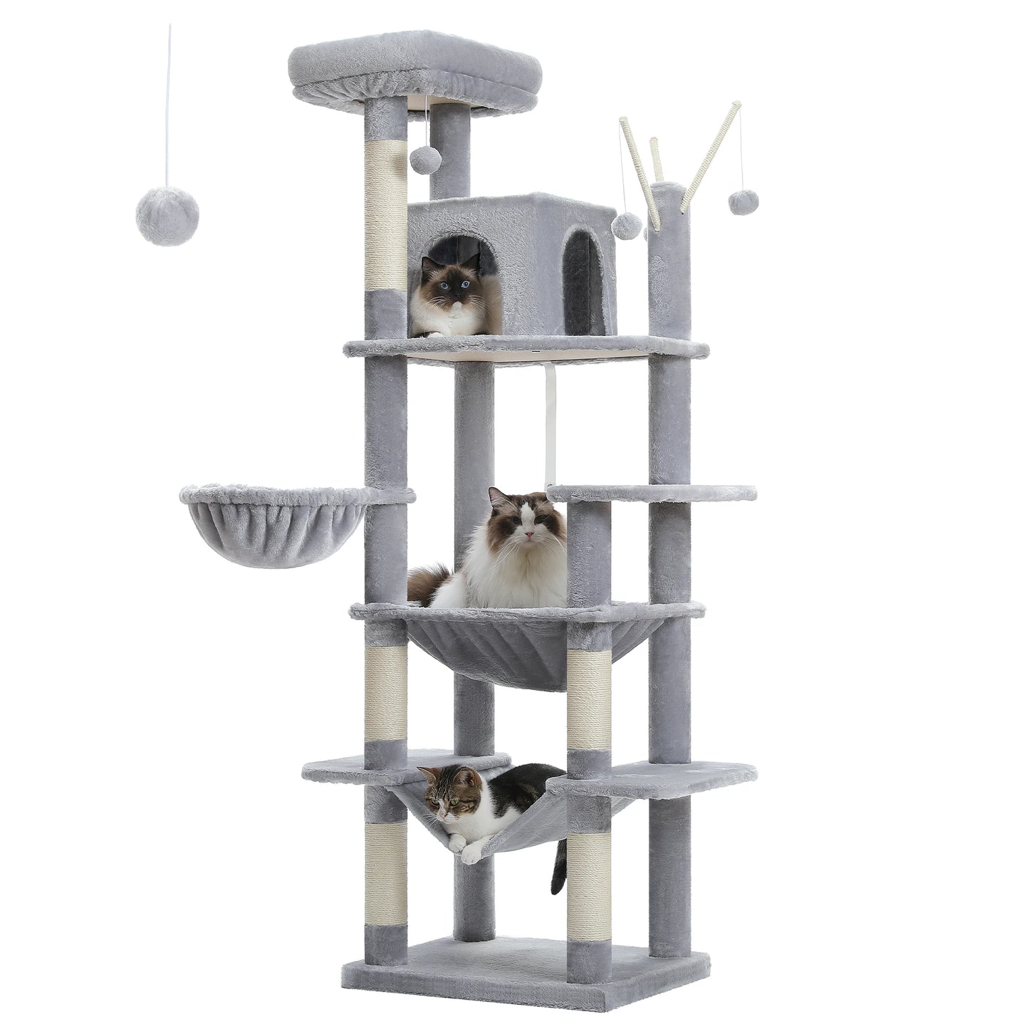 Grande albero per gatti per gatti grandi da interni Torre per gatti alta per gatti grassi con amaca super grande, alberi da arrampicata per gatti con tiragraffi
