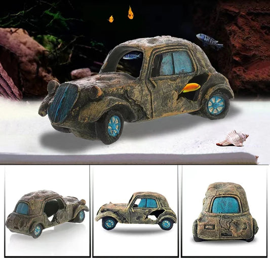 Decorazione artificiale dell'acquario vecchio ornamento per auto decorazione sottomarina casa paesaggistica in resina per accessori per pesci per roba per acquari