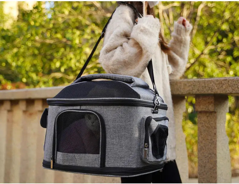 Tinta unita 43 * 31 * 35 cm MeshTravel Gatti e cani Borsa a tracolla pieghevole per animali domestici Borsa per cani