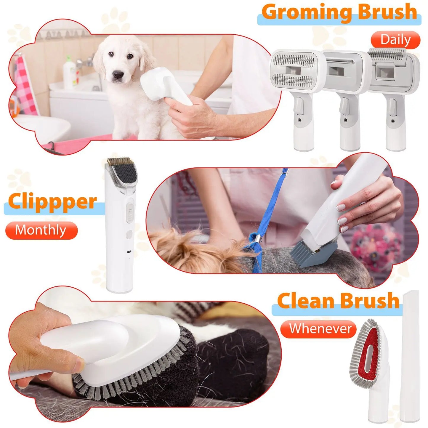 Toelettatrice multifunzionale per animali domestici e aspirazione sottovuoto all-in-one Set per toelettatura animali domestici con spinta da barba e spazzola per pettinare Per cani e gatti