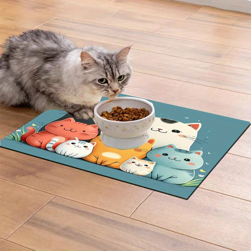 VIKAMA Terra diatomea Tappetino per cibo per gatti Tappetino da pranzo Morbido antiscivolo Resistente alle macchie Lettiera per gatti Tappetino per cena per gatti Decorazione della casa