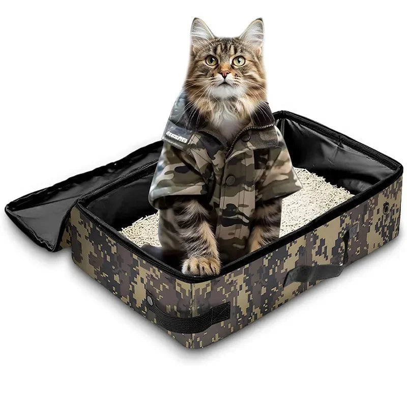 Lettiera per gatti pieghevole con coperchio e cerniera