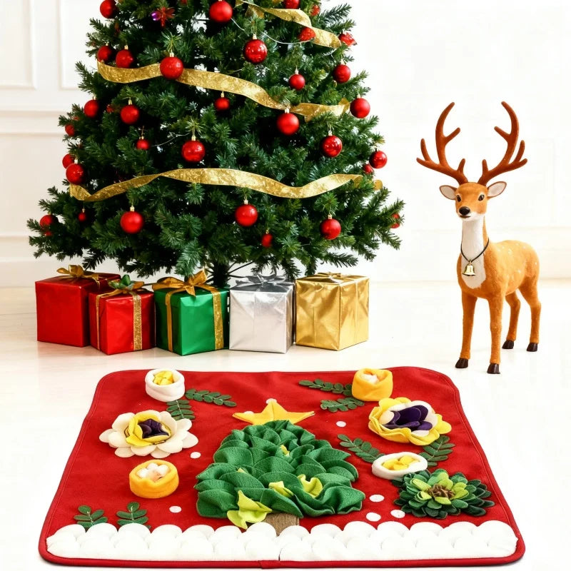 BOOTEELY Tappetino natalizio per cani, naso per animali domestici, lavoro, alimentazione lenta, tappetino per addestramento, giocattolo interattivo, coperta per attività antistress