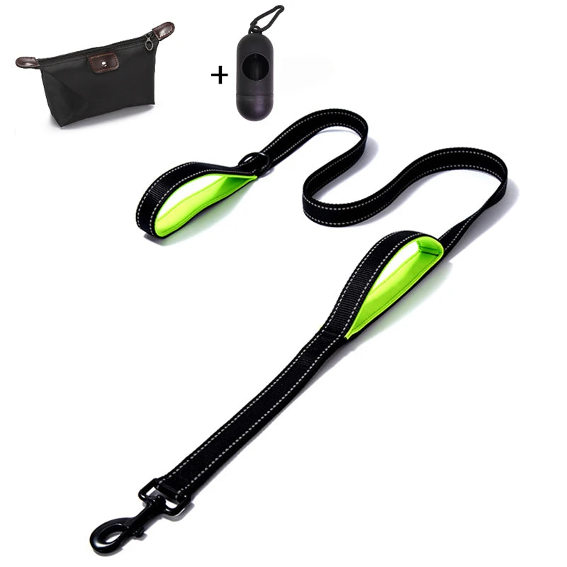 Guinzaglio per cani Dual Handle Hands Free Running guinzaglio ammortizzante elastico estensibile cuciture riflettenti cintura in vita regolabile