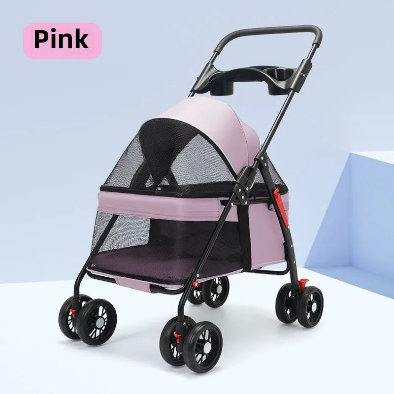 Passeggino per animali domestici Cani Gatti Orsacchiotto Passeggino Piccolo passeggino per animali domestici Leggero e pieghevole Adatto per cani da viaggio all'aperto