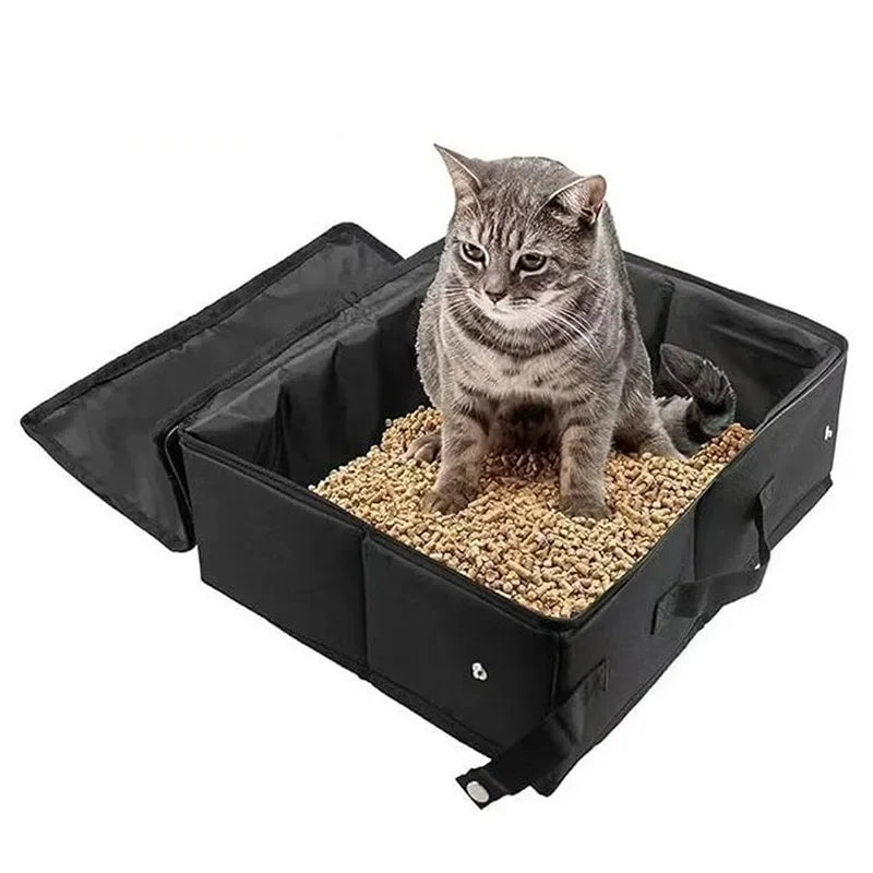 Lettiera per gatti pieghevole con coperchio e cerniera