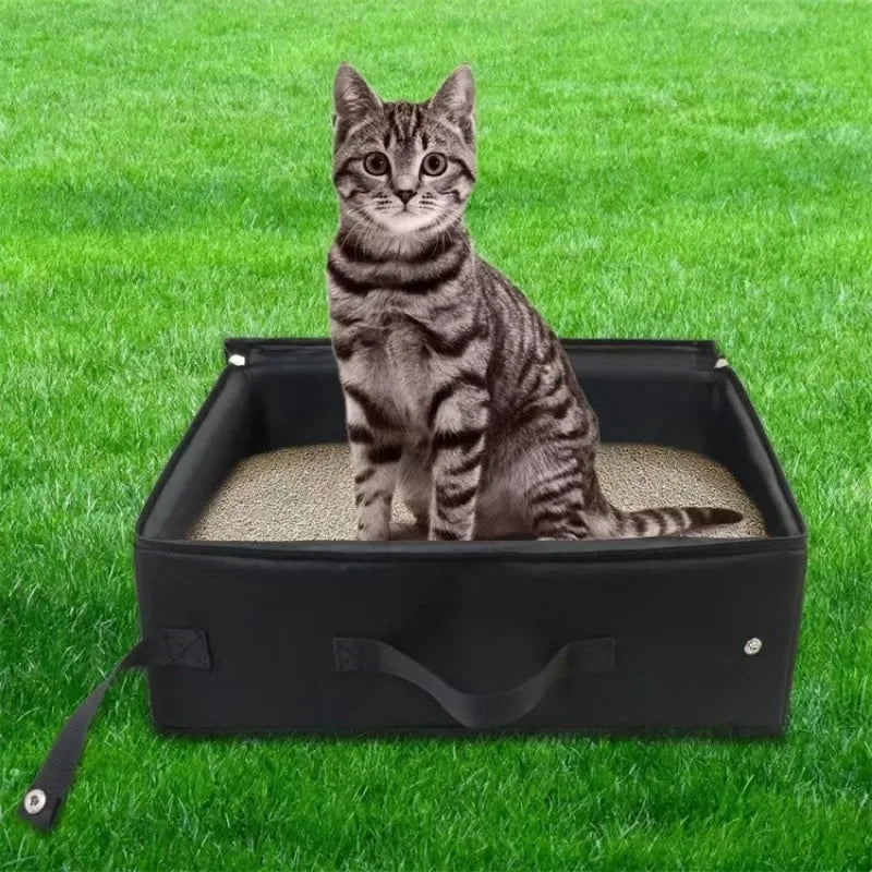 Lettiera per gatti pieghevole con coperchio e cerniera