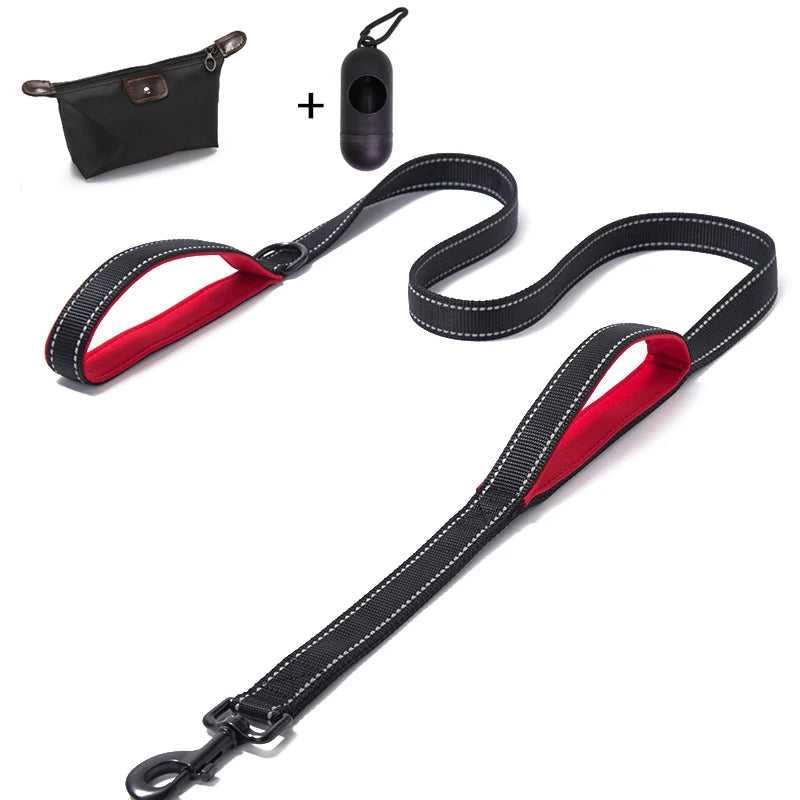 Guinzaglio per cani Dual Handle Hands Free Running guinzaglio ammortizzante elastico estensibile cuciture riflettenti cintura in vita regolabile
