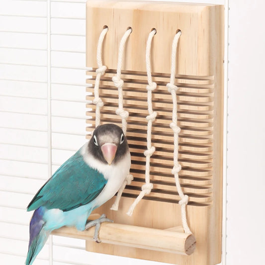 Bird Perches Platform with Climbing Ladder Bite toys Parakeet Cage Accessories Wooden Playing Gyms Exercise Parrot Cage Toys Set