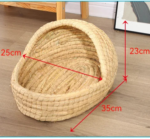 Nido per uccelli intrecciato in erba Nido per erba di coniglio Tappetino per erba Accessori per criceti Pantofole Nido di coniglio Coniglio Forniture per animali domestici calde invernali