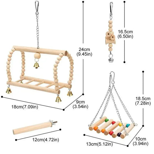 8PCS Unstained Environmentally Friendly and Healthy Combination Toys Fun Home Bird Toy Set Parrot Bite Toy Outdoor Courtyard