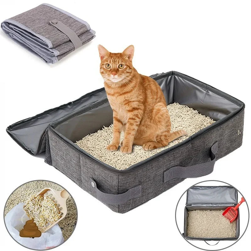 Lettiera per gatti pieghevole con coperchio e cerniera