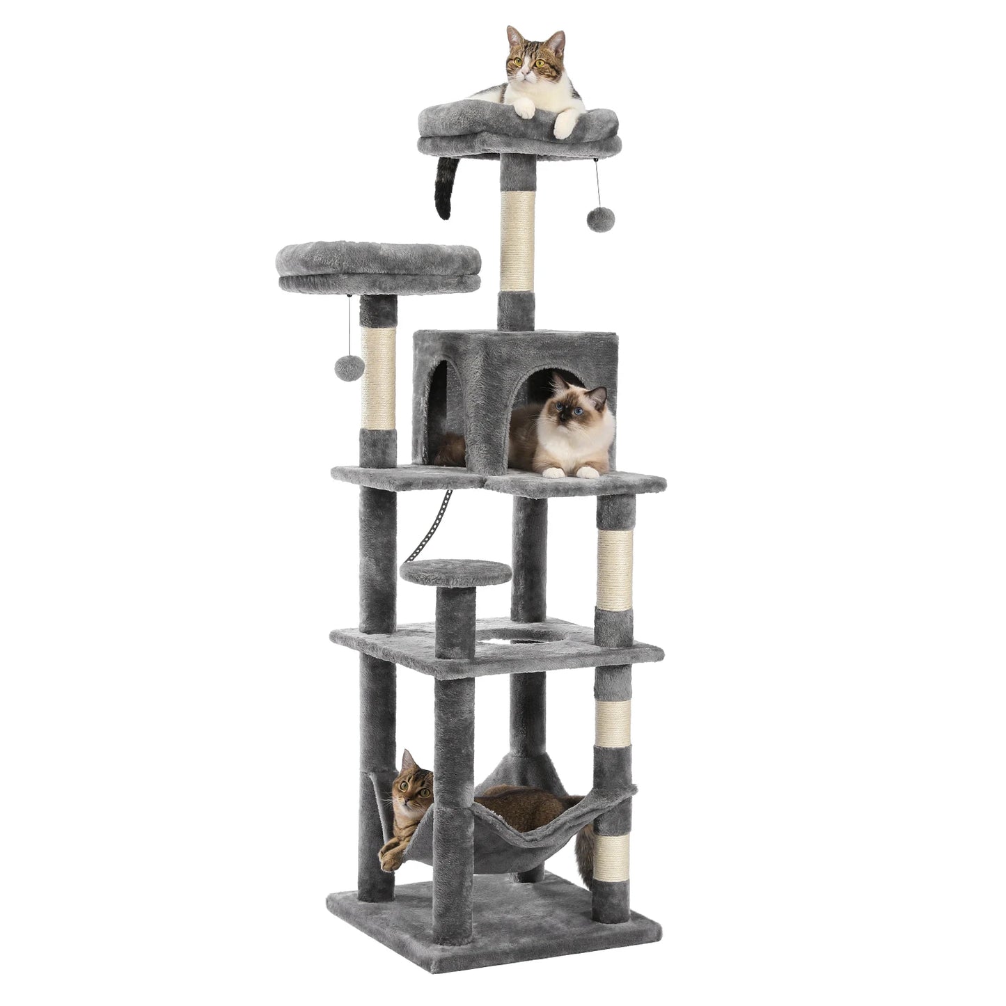 Grande albero per gatti per gatti grandi da interni Torre per gatti alta per gatti grassi con amaca super grande, alberi da arrampicata per gatti con tiragraffi