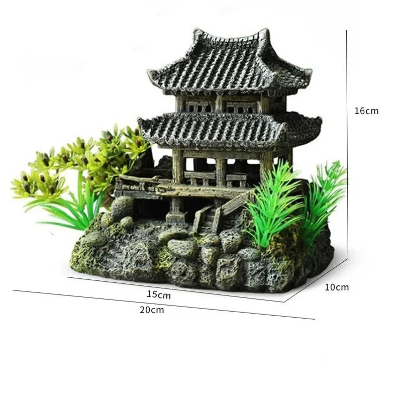 Pagoda decorativa stile antico per acquario
