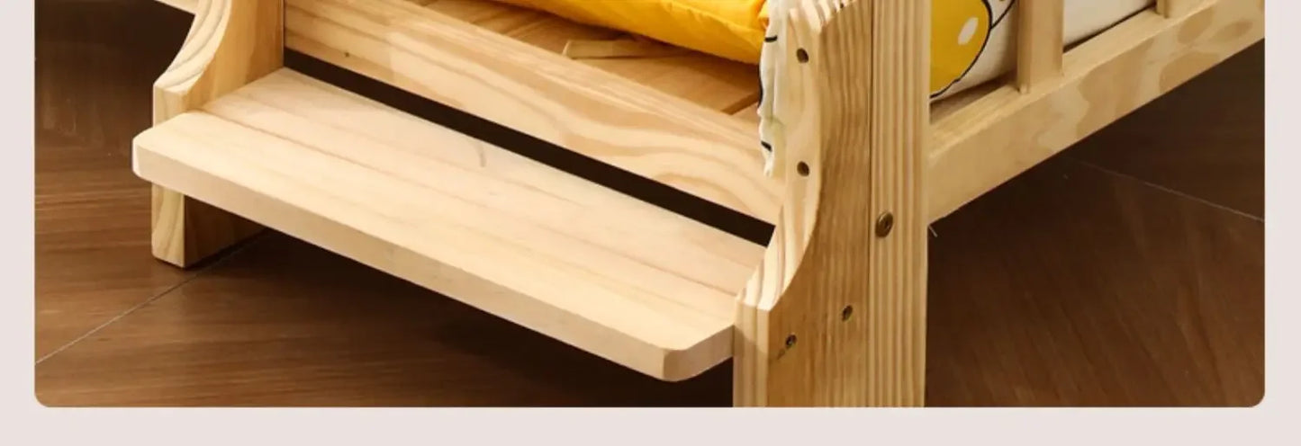 Letto principessa in legno massello a 2 strati per animali domestici Forniture universali per cani e gatti Comodo nido per cani traspirante Comoda scala da arrampicata
