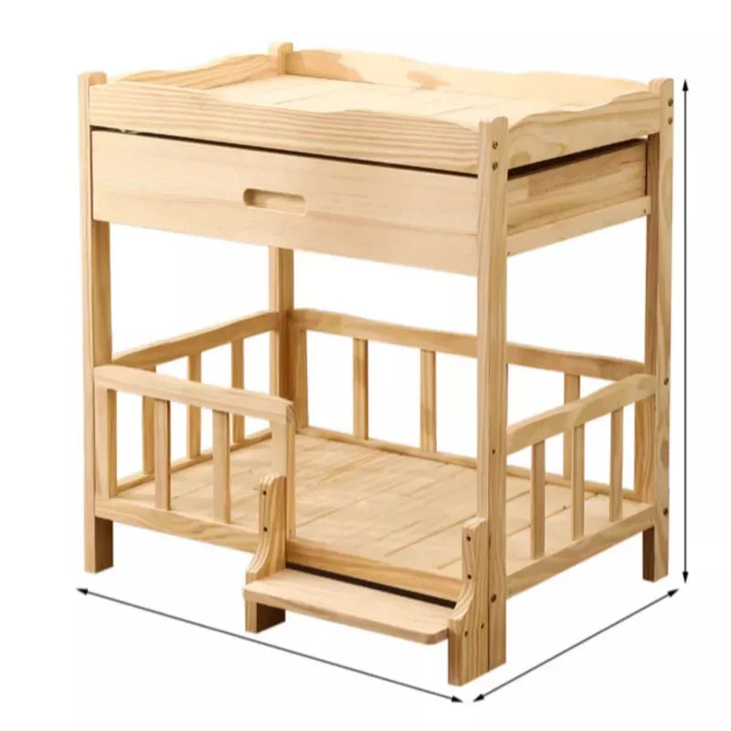 Letto principessa in legno massello a 2 strati per animali domestici Forniture universali per cani e gatti Comodo nido per cani traspirante Comoda scala da arrampicata