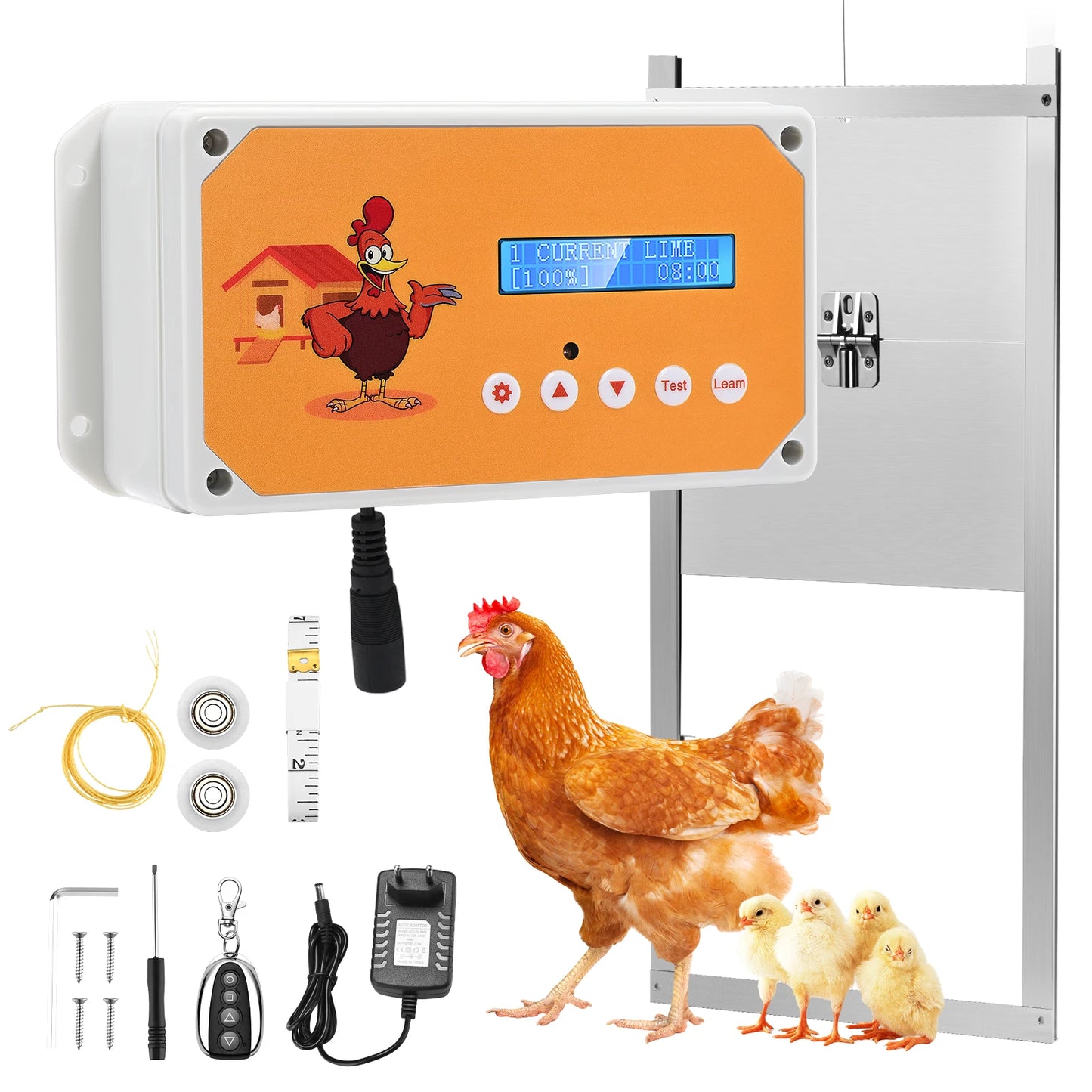 Scatola di controllo per porta di pollo,porta automatica per pollo,porta per pollo con telecomando e timer e sensibile alla luce, trazione da 4 kg