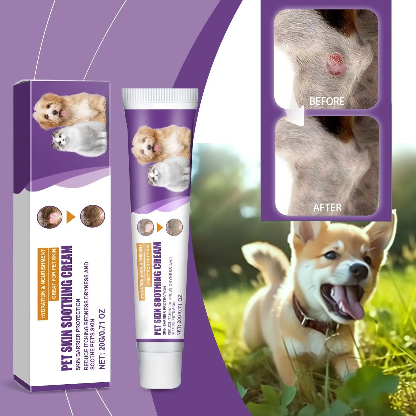 Crema per la cura della pelle degli animali domestici