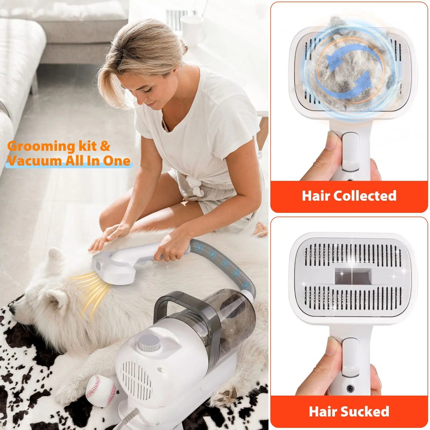 Toelettatrice multifunzionale per animali domestici e aspirazione sottovuoto all-in-one Set per toelettatura animali domestici con spinta da barba e spazzola per pettinare Per cani e gatti