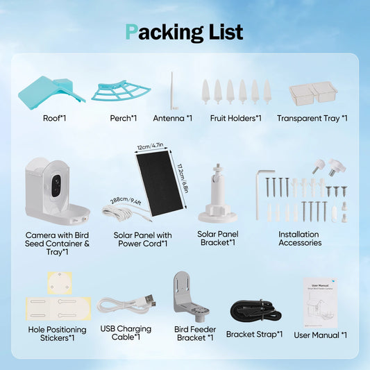 Mangiatoia per uccelli con fotocamera AI Identifica le specie degli uccelli Registrazione automatica delle video ad energia solare nel cortile Notifiche istantanee Amanti degli uccelli