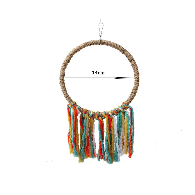 Animale domestico Uccello Pappagallo Giocattolo Corda di cotone Gabbia appesa Altalena Corda Anello Stand Arrampicata Giocattolo Calopsitte Masticazione Giocattolo di addestramento Forniture per uccelli