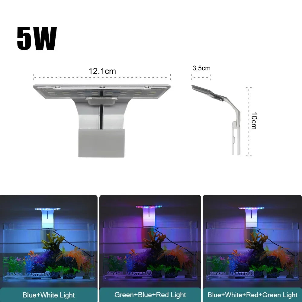 Superschlanke LED-Aquarium-Pflanzenleuchten, Wachstumslicht, 5 W/10 W/15 W, Aquarien-Pflanzenbeleuchtung, wasserdichte Clip-on-Lampe für Aquarien