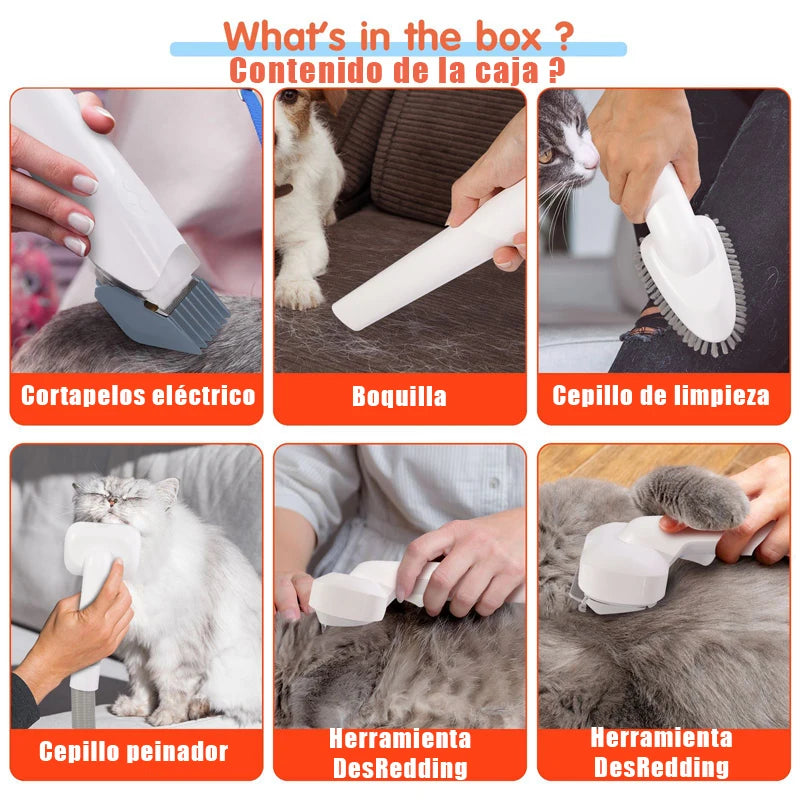 Toelettatrice multifunzionale per animali domestici e aspirazione sottovuoto all-in-one Set per toelettatura animali domestici con spinta da barba e spazzola per pettinare Per cani e gatti