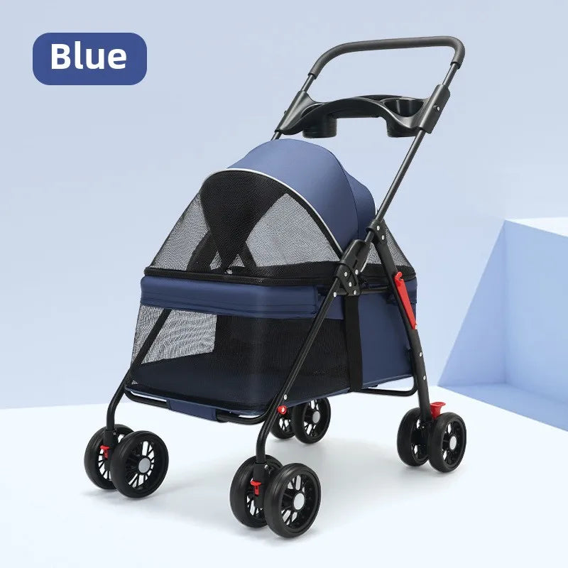 Passeggino per animali domestici Cani Gatti Orsacchiotto Passeggino Piccolo passeggino per animali domestici Leggero e pieghevole Adatto per cani da viaggio all'aperto