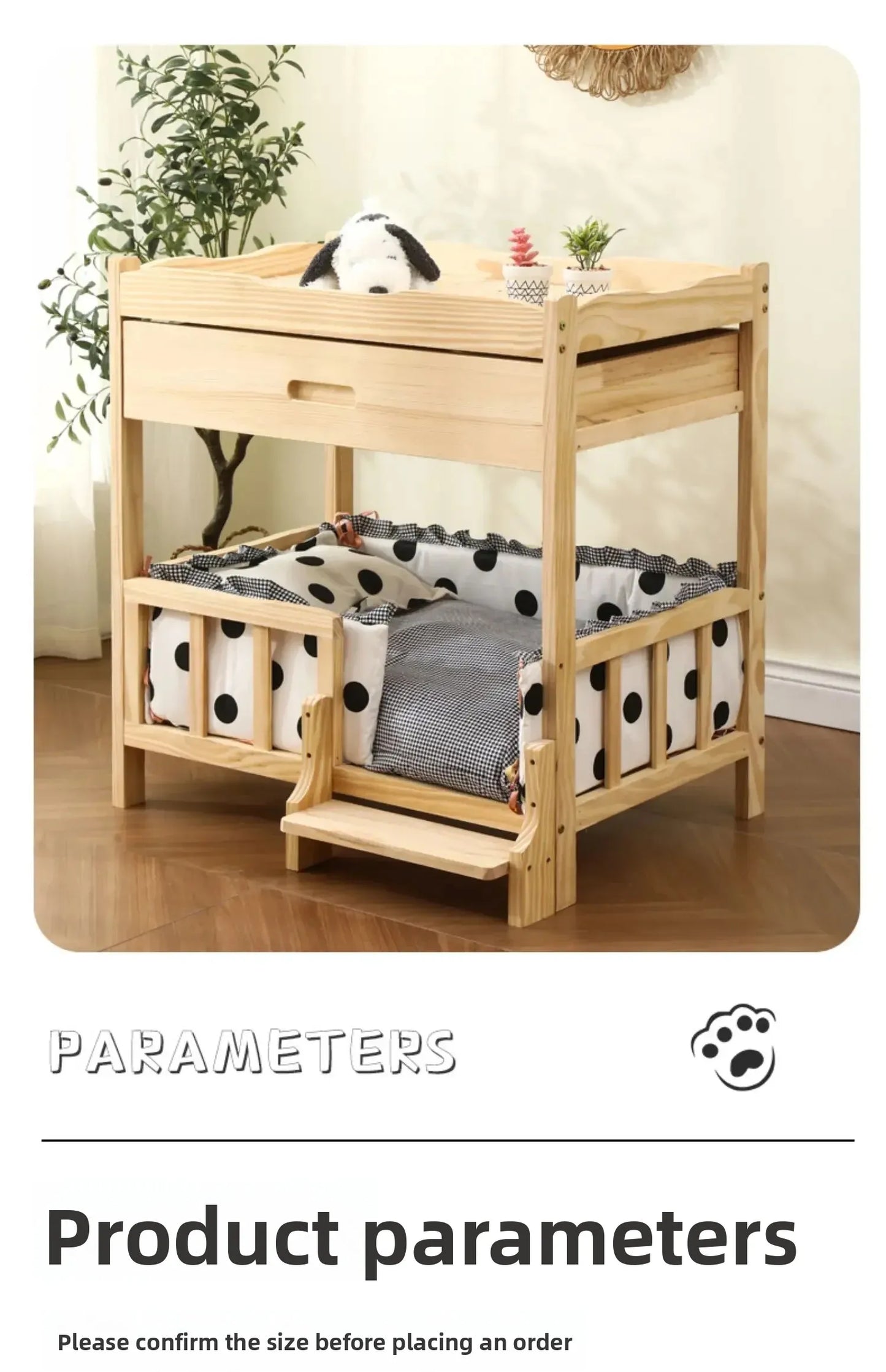 Letto principessa in legno massello a 2 strati per animali domestici Forniture universali per cani e gatti Comodo nido per cani traspirante Comoda scala da arrampicata