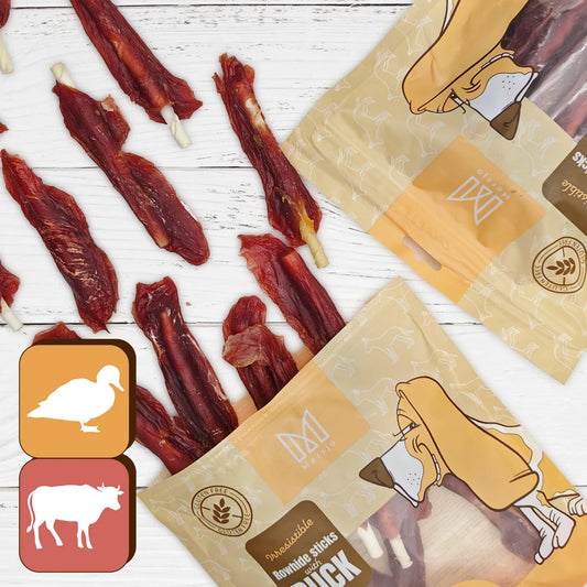 Bastoncini di filetto di petto d'anatra, dolcetto naturale per cani, Mersjo, 500g
