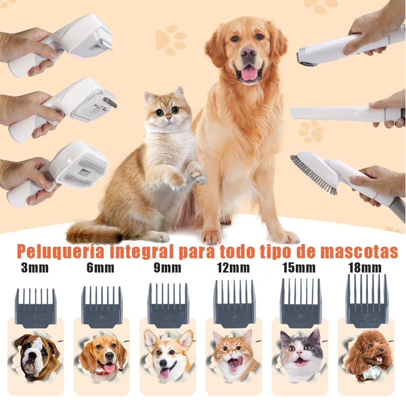 Toelettatrice multifunzionale per animali domestici e aspirazione sottovuoto all-in-one Set per toelettatura animali domestici con spinta da barba e spazzola per pettinare Per cani e gatti