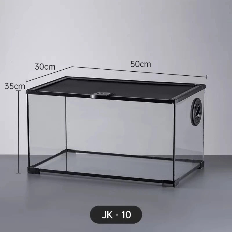 Professionelles Glas-Terrarium für Reptilien, geeignet für Chamäleons, Echsen und Schlangen, ideal für Hornfrösche und Wasserschildkröten, mit transparenter Belüftung.