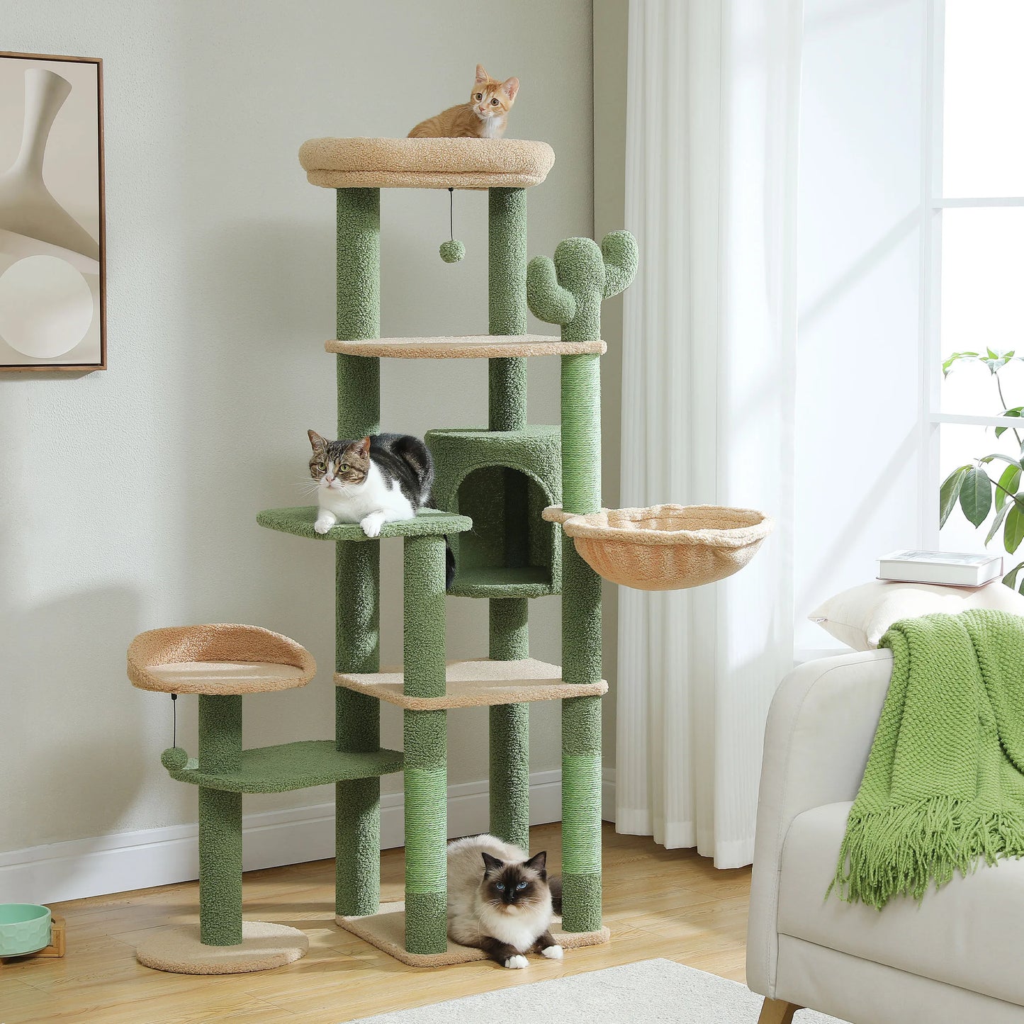 Grande albero per gatti per gatti grandi da interni Torre per gatti alta per gatti grassi con amaca super grande, alberi da arrampicata per gatti con tiragraffi
