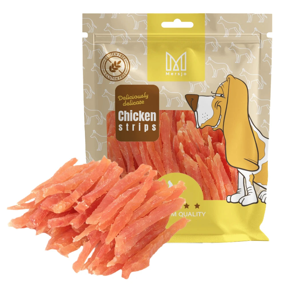 Hundeleckerli-Mersjo weiche Hühnerstreifen 500g PREMIUM 88% Trockenfleisch natürlich getreidefrei Fleisch ohne zu kauen