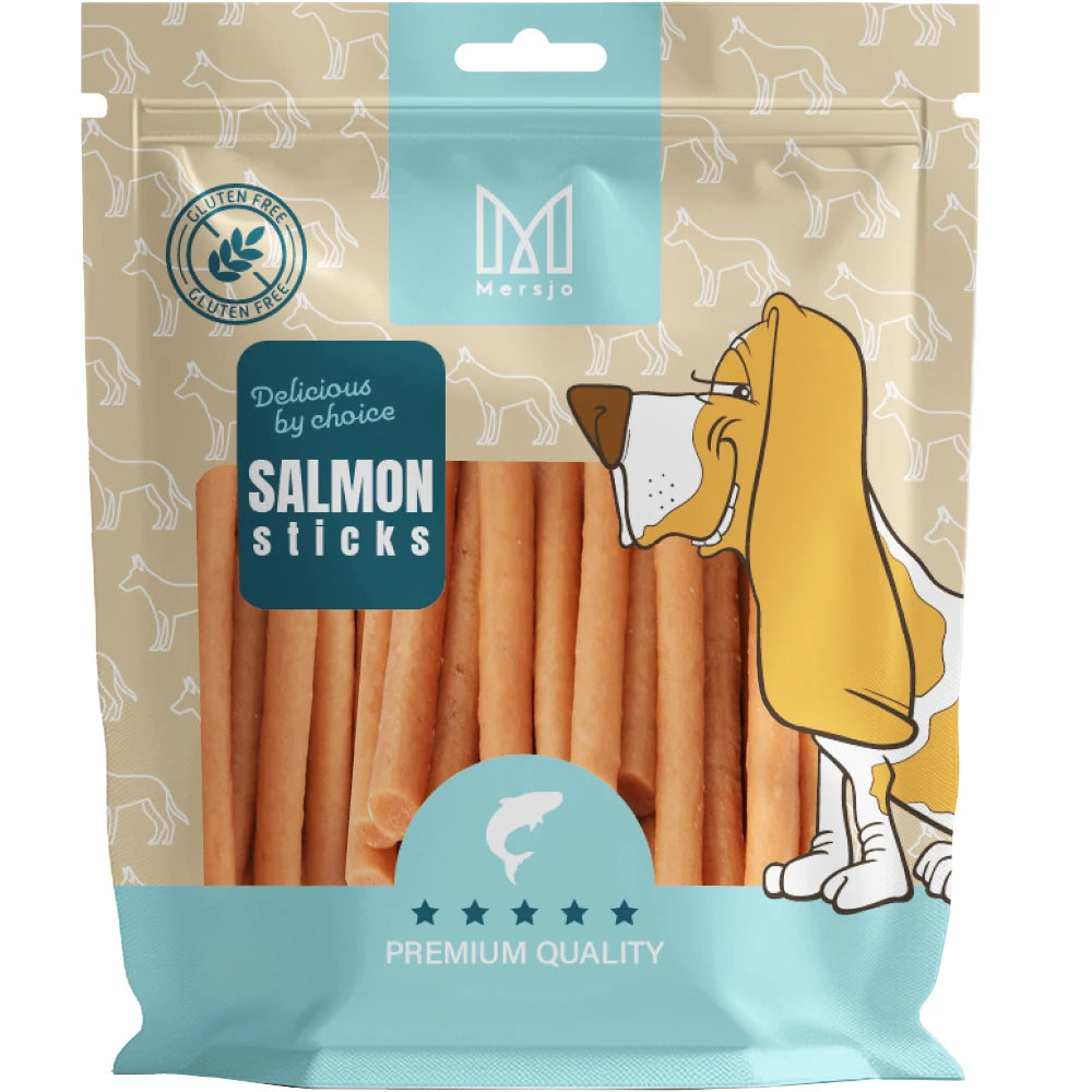 Hundeleckerli-Mersjo Lachs Kabanosy 500g PREMIUM natürlicher Lachs hoher Fleischanteil 85% ohne Konservierungsstoffe