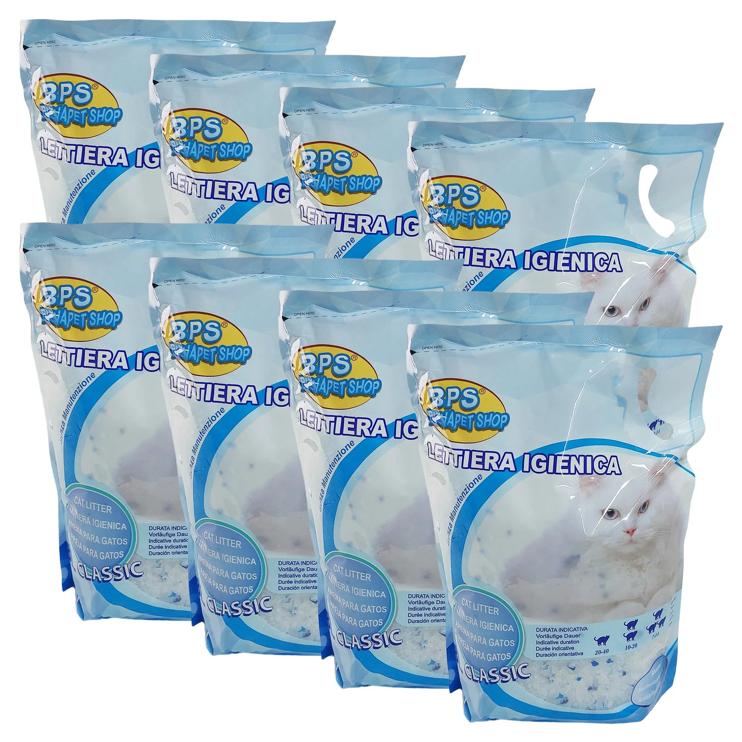 【30.4 LITRI】LETTIERA GATTO SILICIO 【8 BUSTE DA 3.8L 】 per Gatti a Lunga Durata ai Cristalli di Silicio, assorbiodore