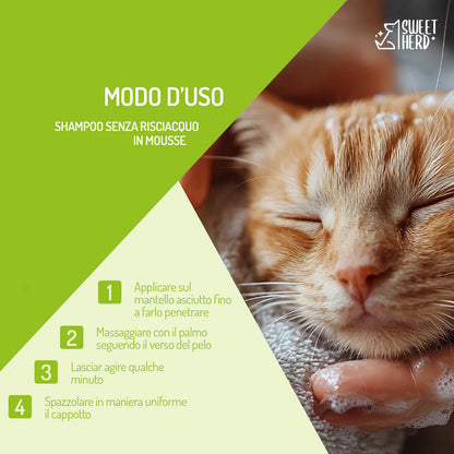Mousse Detergente Senza Risciacquo 100ml – Cani e Gatti