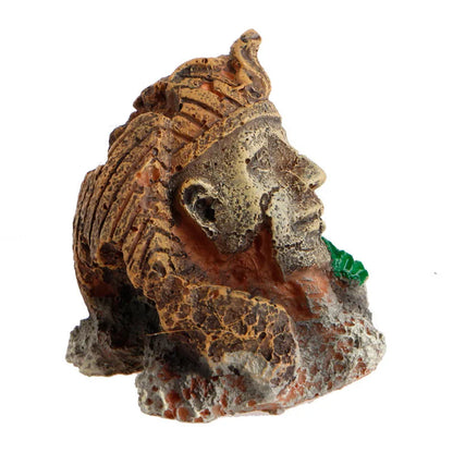 Kunstharz Antiker ägyptischer Pharao Sphinx Ruinen Römischer Stil Gesicht Säule Statue Aquarium Dekoration Aquarium Ornament