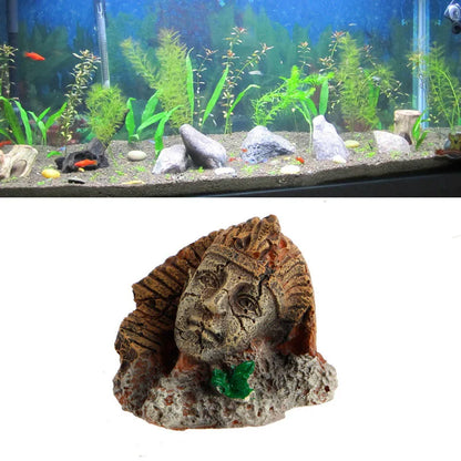 Kunstharz Antiker ägyptischer Pharao Sphinx Ruinen Römischer Stil Gesicht Säule Statue Aquarium Dekoration Aquarium Ornament
