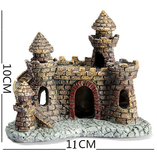 Mondo artificiale dei carri armati Castello in resina pietra-island Acquario Paesaggio Ornamento Decorazioni per acquari per la statua dell'acquario