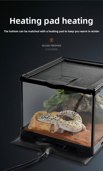 Professionelles Glas-Terrarium für Reptilien, geeignet für Chamäleons, Echsen und Schlangen, ideal für Hornfrösche und Wasserschildkröten, mit transparenter Belüftung.
