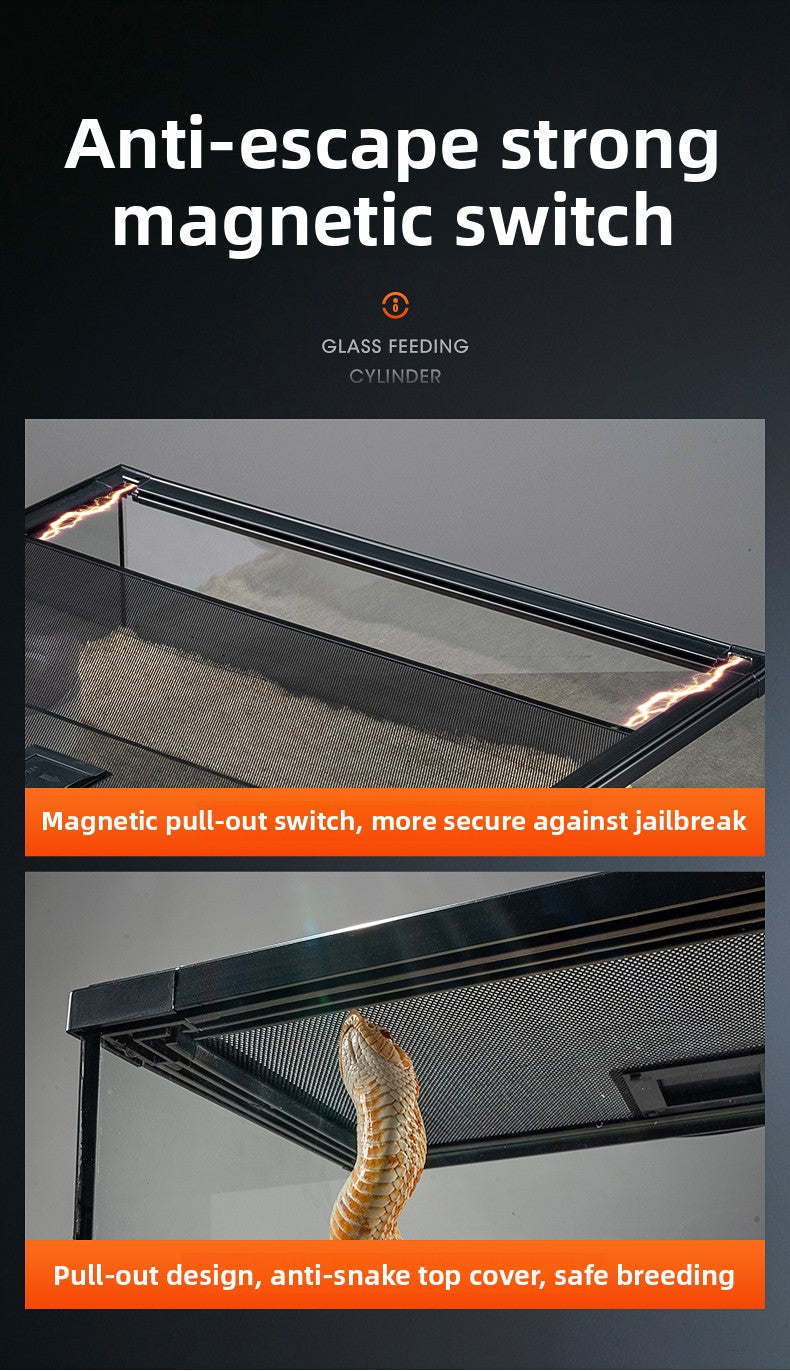 Professionelles Glas-Terrarium für Reptilien, geeignet für Chamäleons, Echsen und Schlangen, ideal für Hornfrösche und Wasserschildkröten, mit transparenter Belüftung.