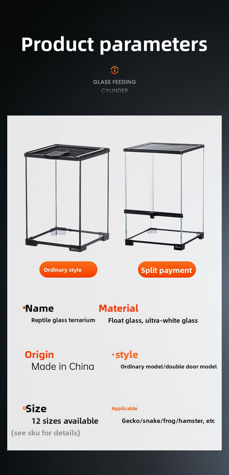 Professionelles Glas-Terrarium für Reptilien, geeignet für Chamäleons, Echsen und Schlangen, ideal für Hornfrösche und Wasserschildkröten, mit transparenter Belüftung.